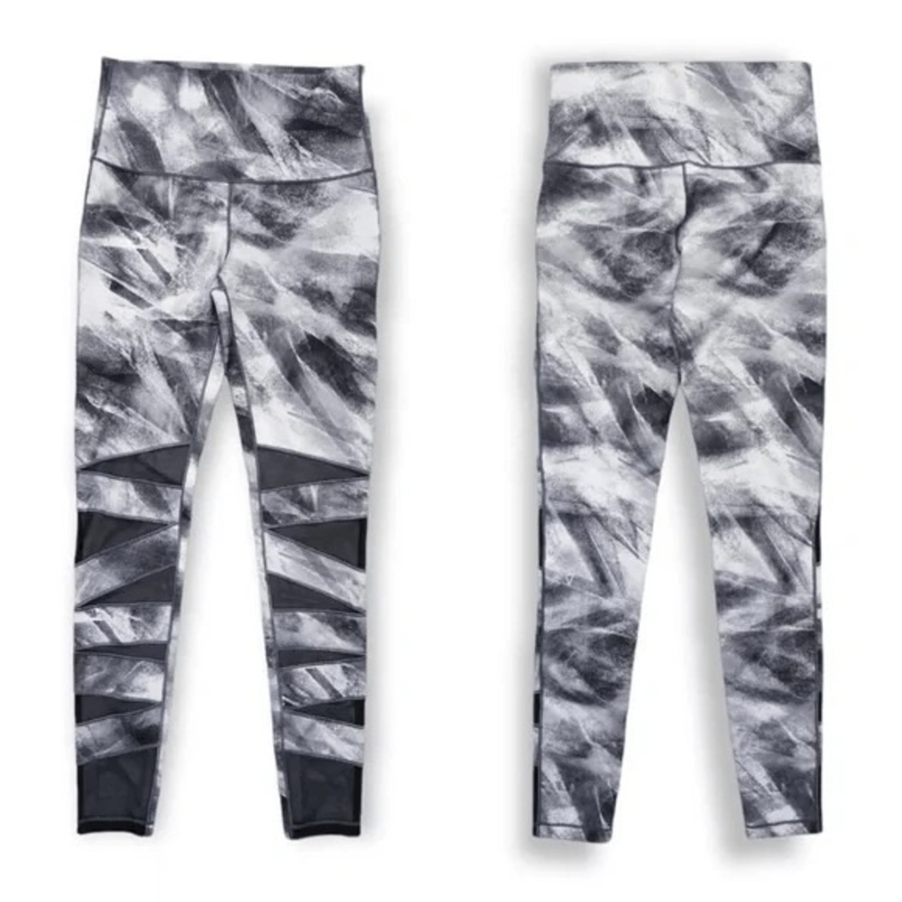 Ivivva by Lululemon Rythmic Tight High Low Mesh Tech Leggings Gray White Size 12